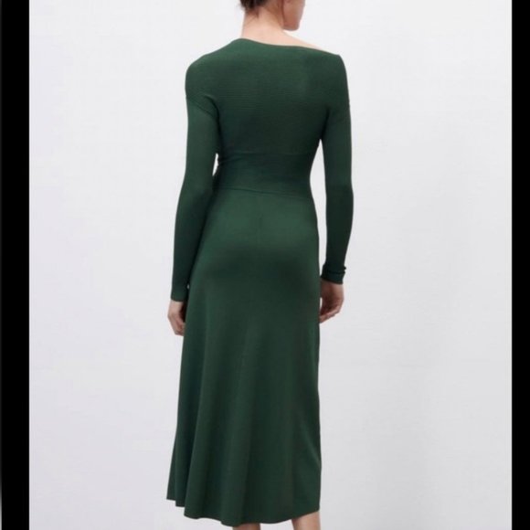 Asymmetric green Zara dress, size S - Picture 4 of 7